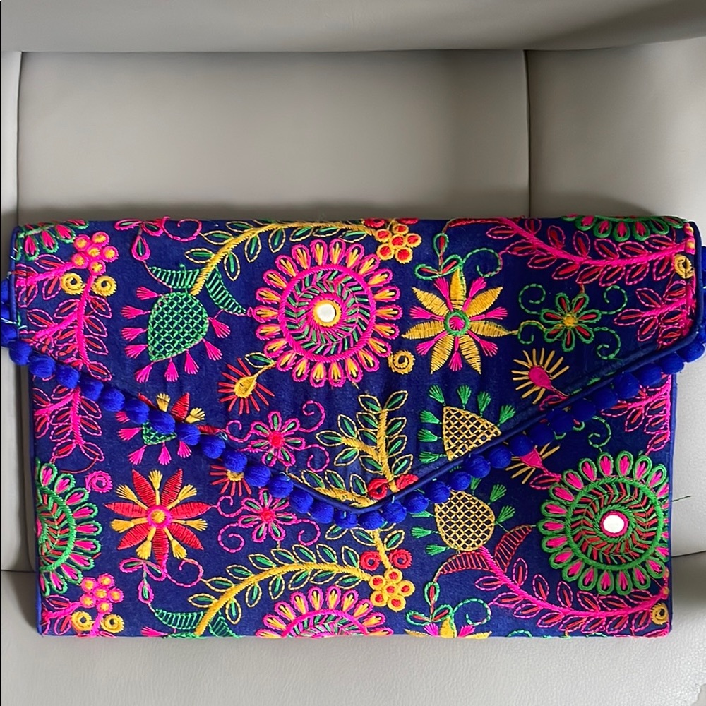 Colorful Embroidered Clutch